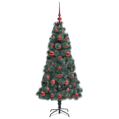 Künstlicher vorbeleuchteter Weihnachtsbaum mit Kugelset 120 cm