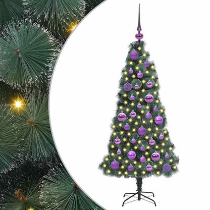 Künstlicher vorbeleuchteter Weihnachtsbaum mit Kugelset 120 cm