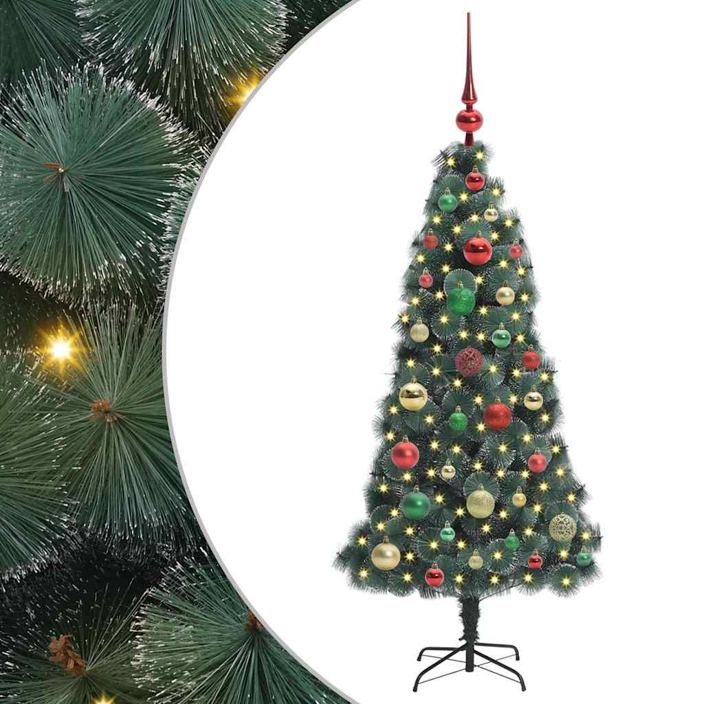 Künstlicher vorbeleuchteter Weihnachtsbaum mit Kugelset 120 cm