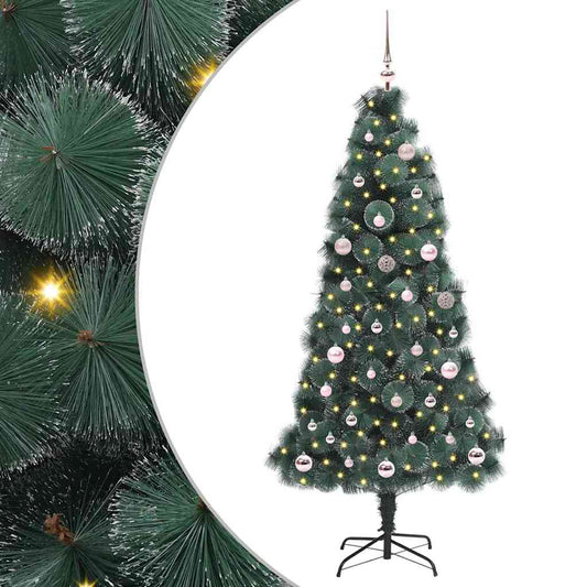 Künstlicher vorbeleuchteter Weihnachtsbaum mit Kugelset 150 cm