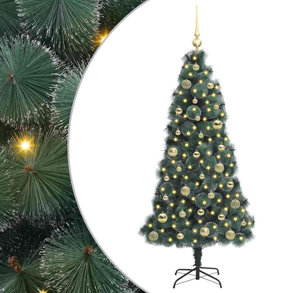 Künstlicher vorbeleuchteter Weihnachtsbaum mit Kugelset 150 cm