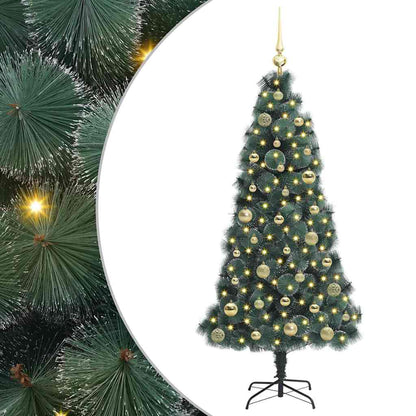 Künstlicher vorbeleuchteter Weihnachtsbaum mit Kugelset 150 cm