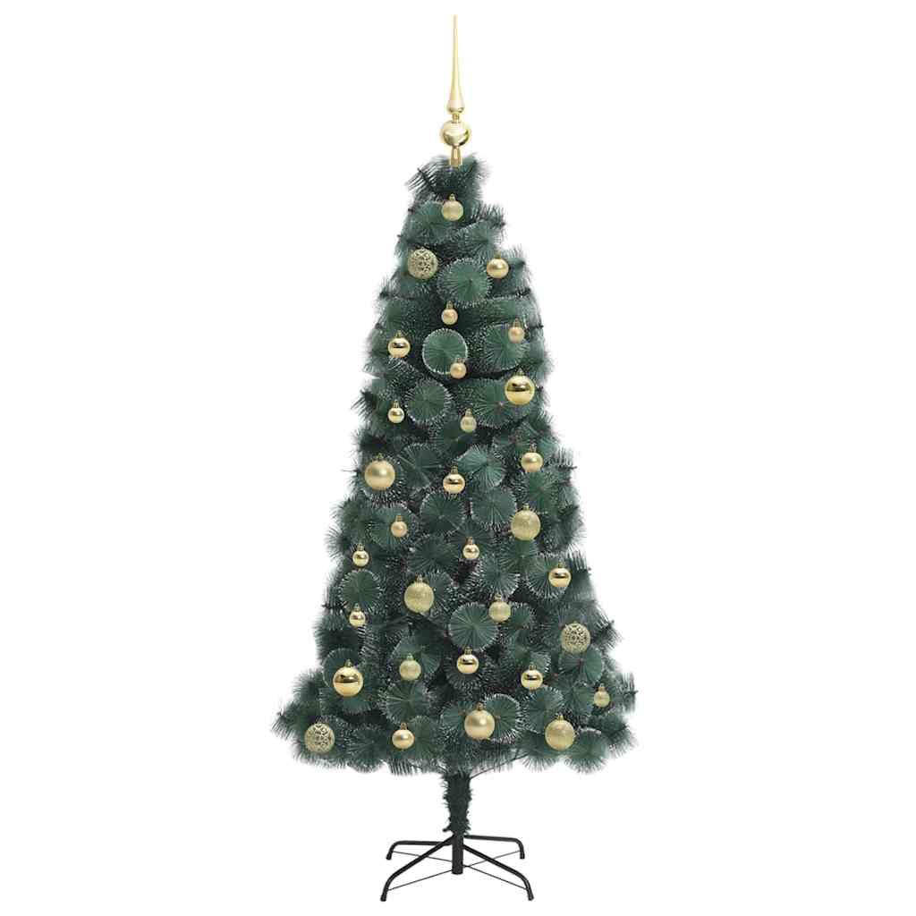 Künstlicher vorbeleuchteter Weihnachtsbaum mit Kugelset 150 cm