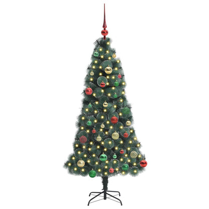 Künstlicher vorbeleuchteter Weihnachtsbaum mit Kugelset 150 cm