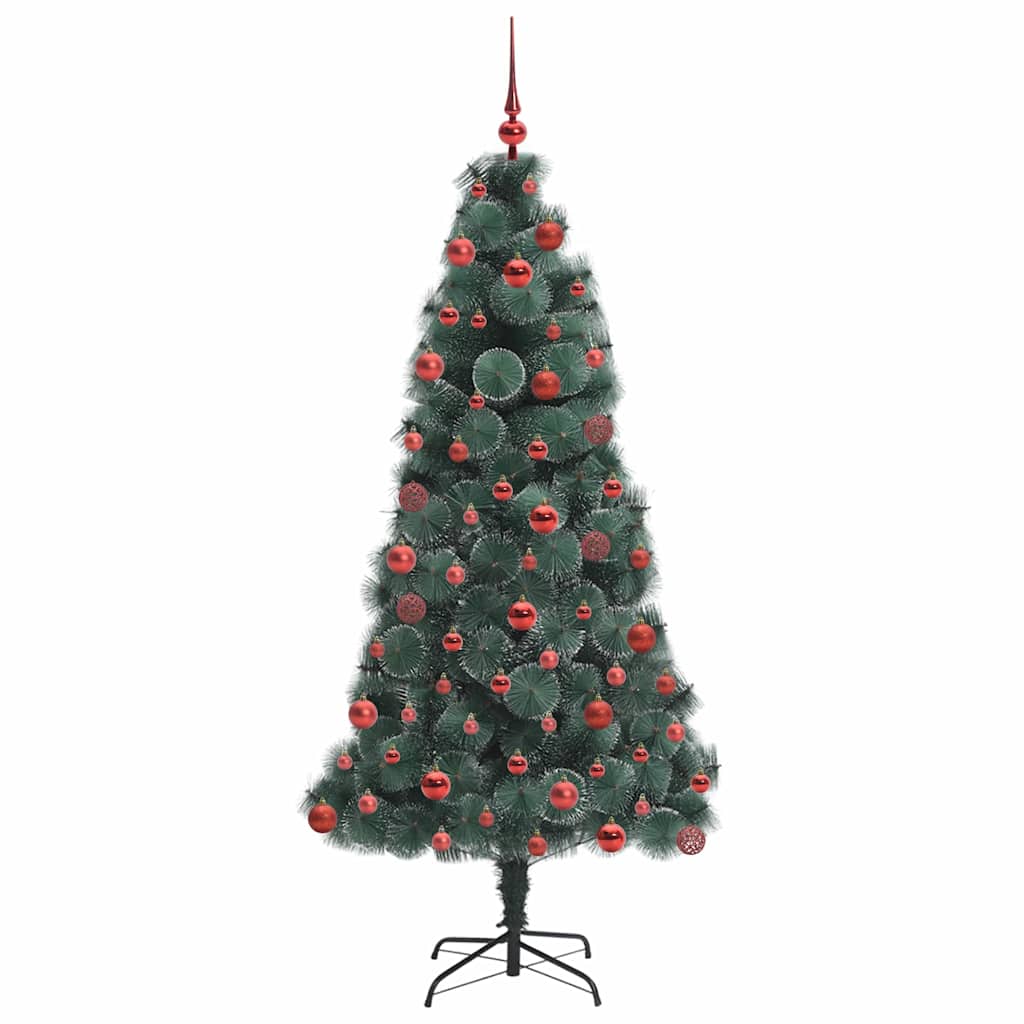 Künstlicher vorbeleuchteter Weihnachtsbaum mit Kugelset 180 cm
