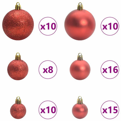 Künstlicher vorbeleuchteter Weihnachtsbaum mit Kugelset 180 cm