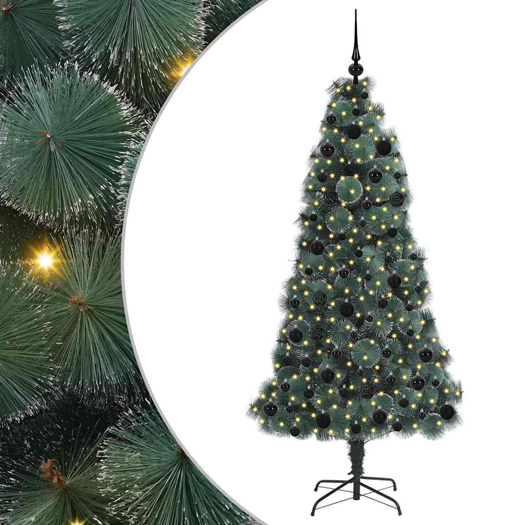 Künstlicher vorbeleuchteter Weihnachtsbaum mit Kugelset 180 cm