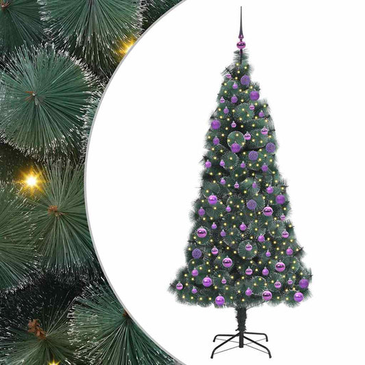 Künstlicher vorbeleuchteter Weihnachtsbaum mit Kugelset 180 cm