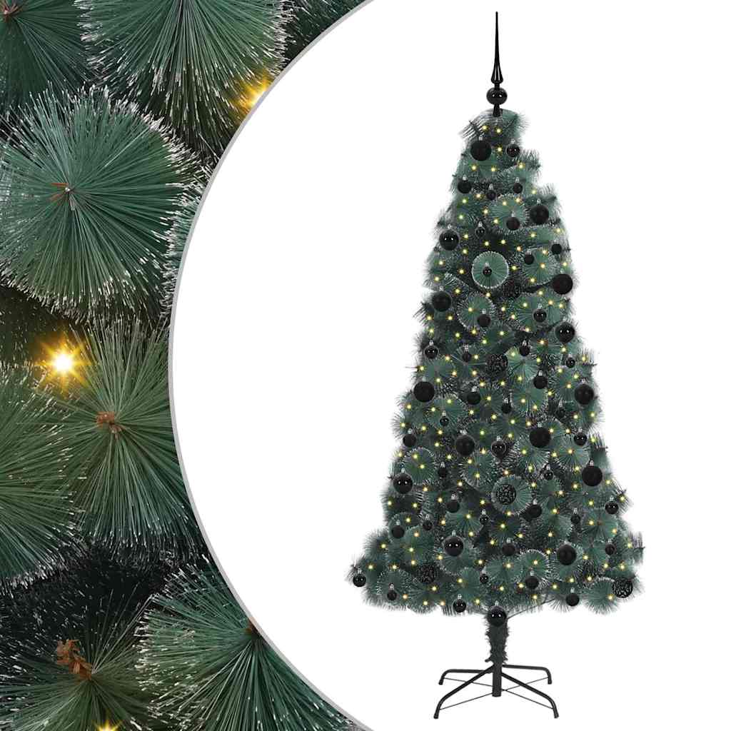 Künstlicher vorbeleuchteter Weihnachtsbaum mit Kugelset 210 cm