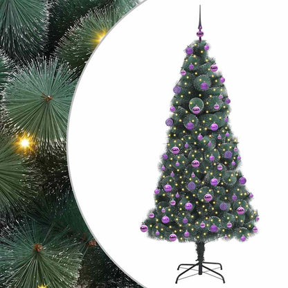 Künstlicher vorbeleuchteter Weihnachtsbaum mit Kugelset 210 cm