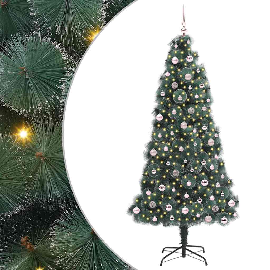 Künstlicher vorbeleuchteter Weihnachtsbaum mit Kugelset 240 cm