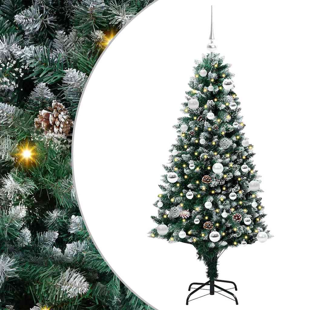 Albero di Natale artificiale con 150 LED con supporto verde 150 cm
