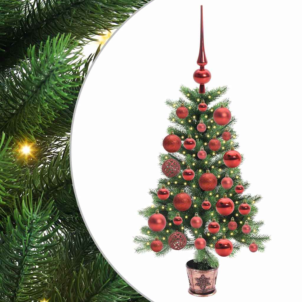 Albero di Natale con 150 LED e supporto, verde, 90 cm, PE
