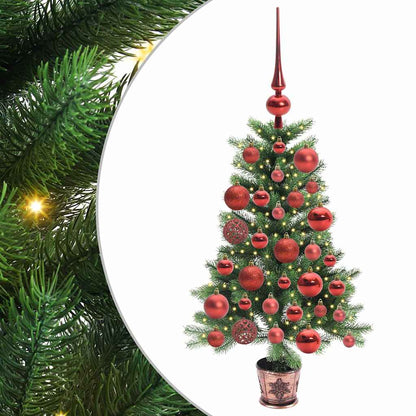 Albero di Natale con 150 LED e supporto, verde, 90 cm, PE