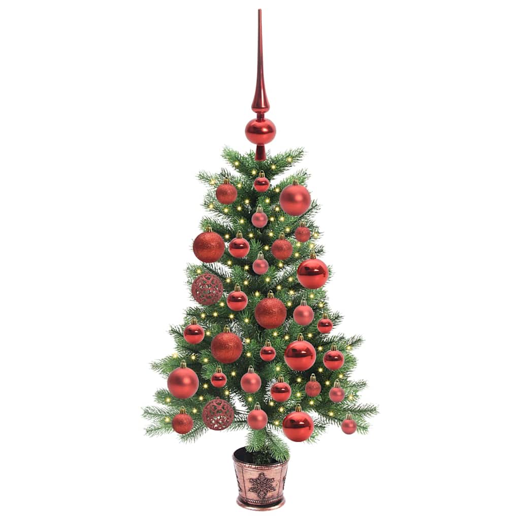 Albero di Natale con 150 LED e supporto, verde, 90 cm, PE