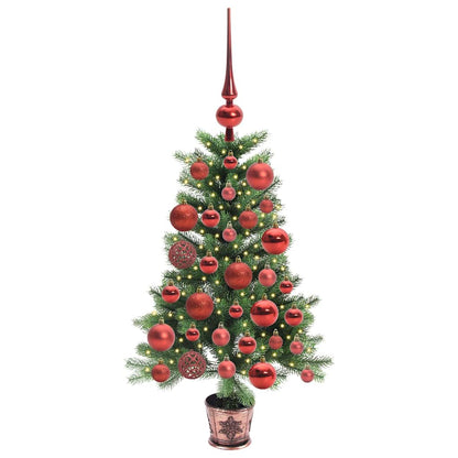Albero di Natale con 150 LED e supporto, verde, 90 cm, PE