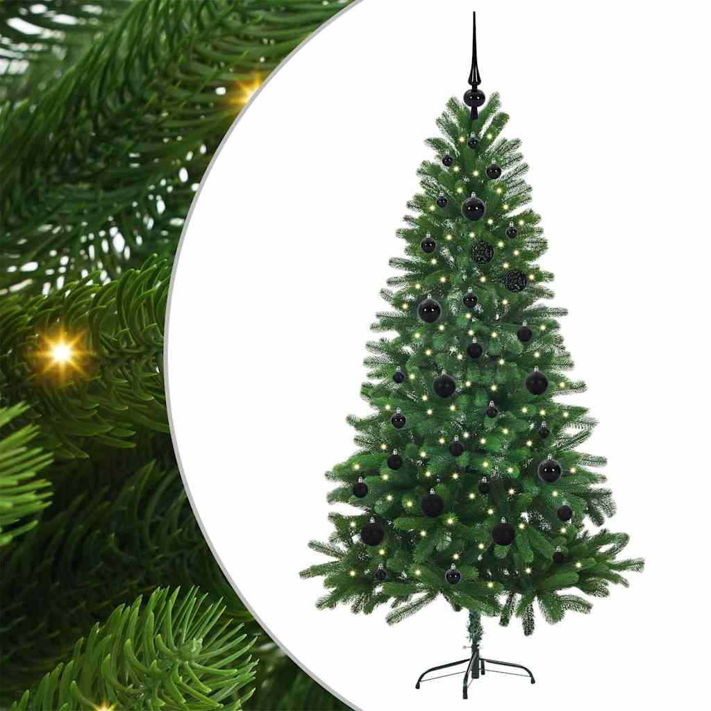 Albero di Natale con 150 LED e supporto, verde, 150 cm, PE