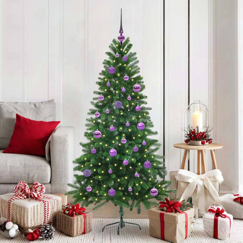 Albero di Natale con 150 LED e supporto, verde, 150 cm, PE
