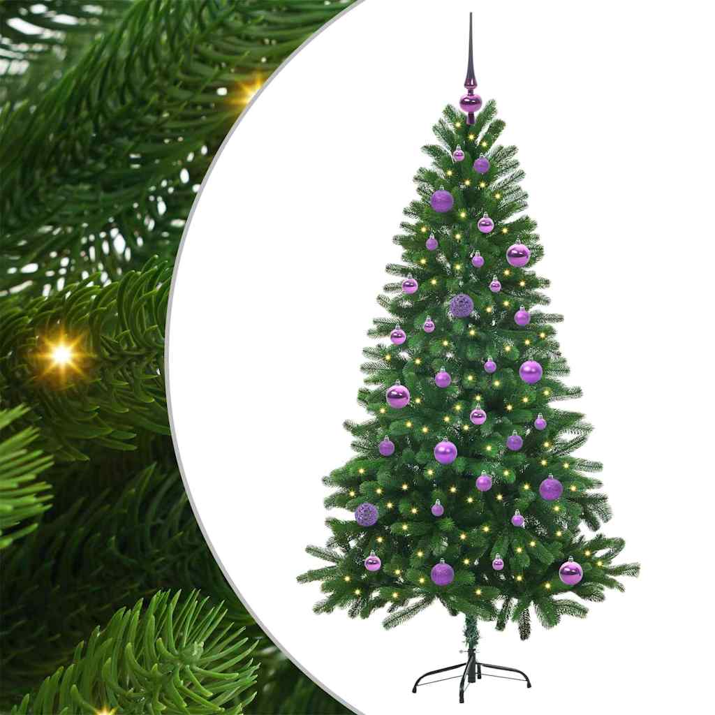 Albero di Natale con 150 LED e supporto, verde, 150 cm, PE