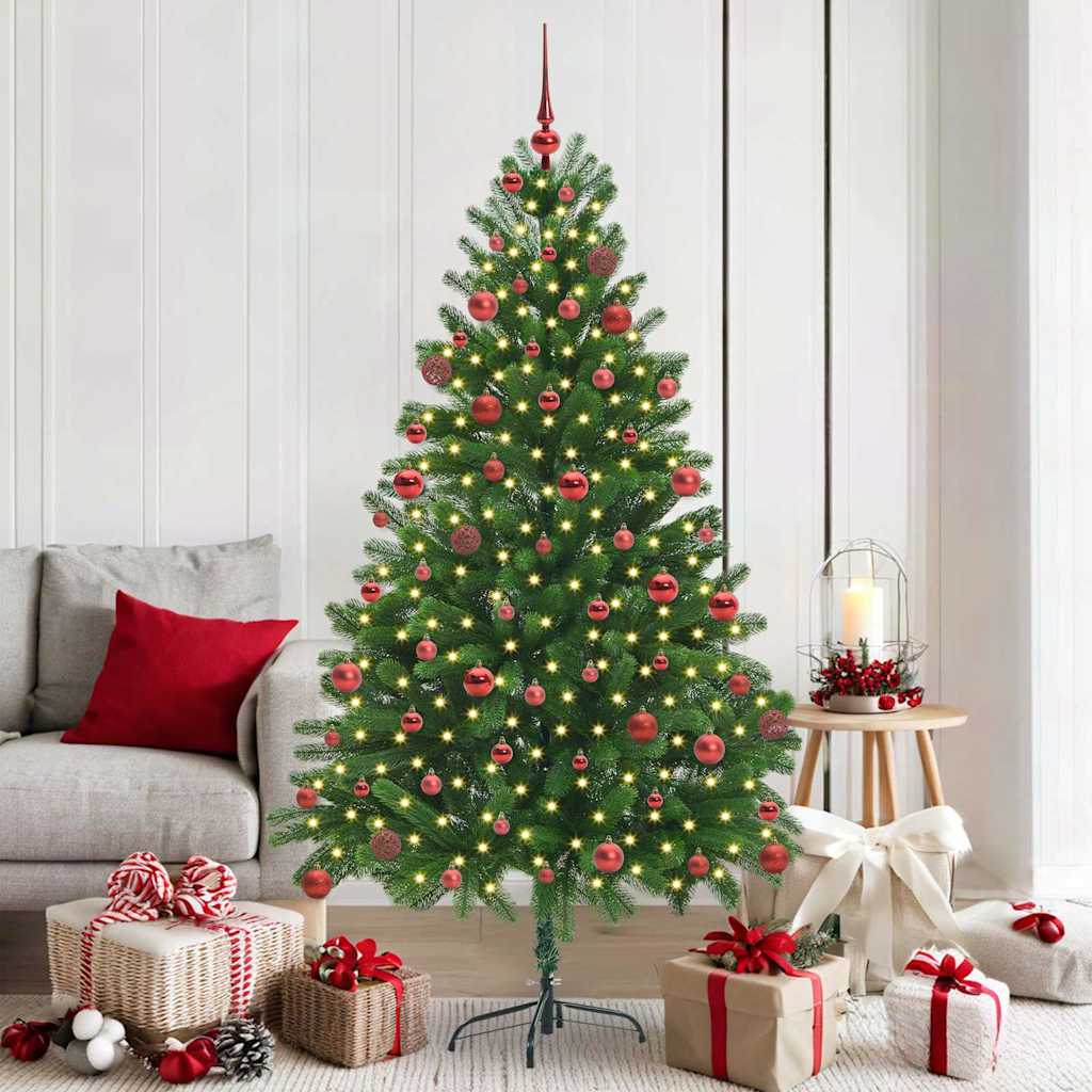 Albero di Natale con 300 LED e supporto, verde, 180 cm, PE