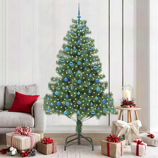 Albero di Natale con 300 LED e supporto, verde, 210 cm, PVC