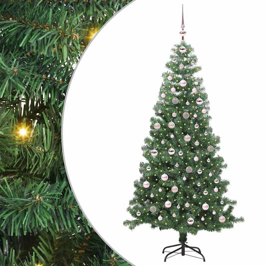 Albero di Natale con 300 LED e supporto, verde, 240 cm, PVC