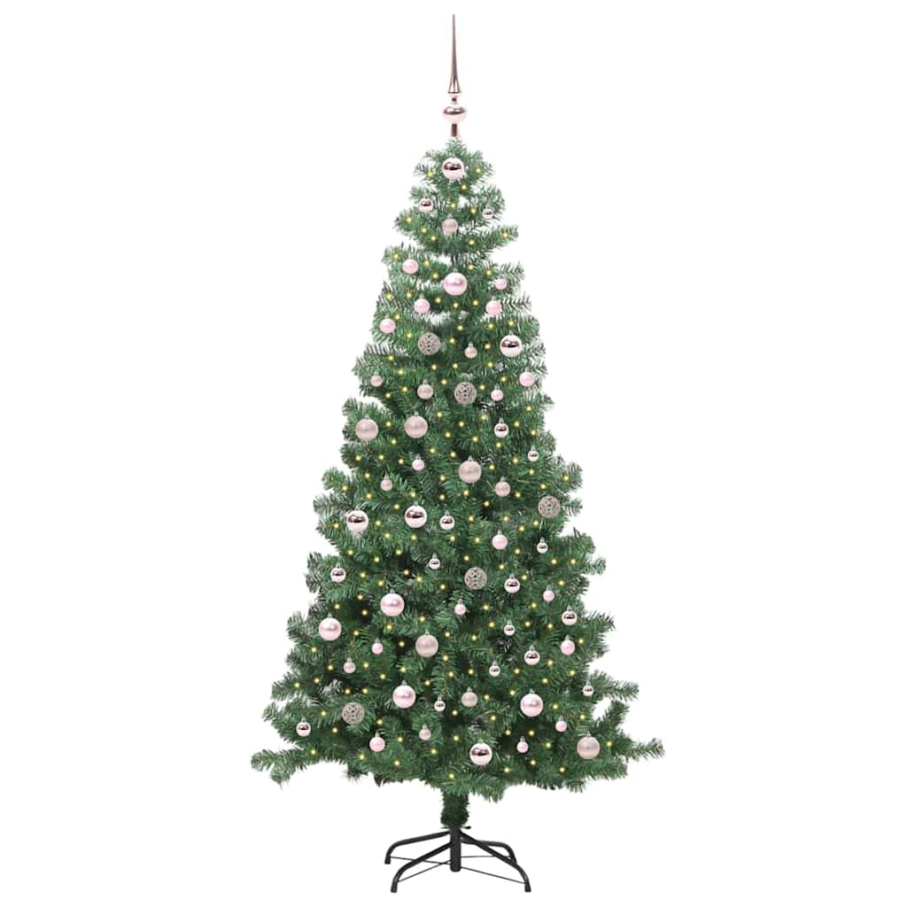 Albero di Natale con 300 LED e supporto, verde, 240 cm, PVC