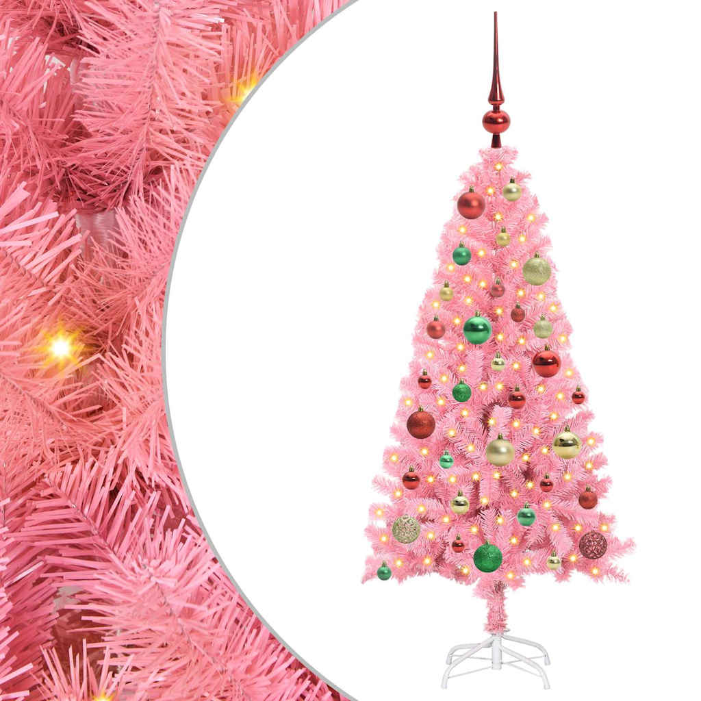 Weihnachtsbaum mit 150 LEDs mit Ständer Rosa 120 cm PVC
