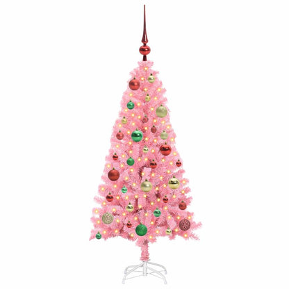 Weihnachtsbaum mit 150 LEDs mit Ständer Rosa 120 cm PVC