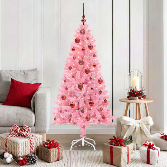 Weihnachtsbaum mit 150 LEDs mit Ständer Rosa 150 cm PVC