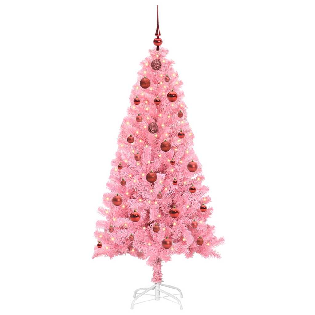 Weihnachtsbaum mit 150 LEDs mit Ständer Rosa 150 cm PVC
