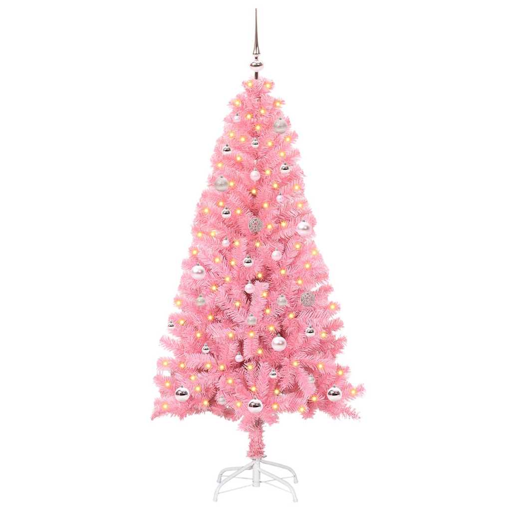 Weihnachtsbaum mit 150 LEDs mit Ständer Rosa 150 cm PVC