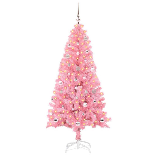 Weihnachtsbaum mit 150 LEDs mit Ständer Rosa 150 cm PVC