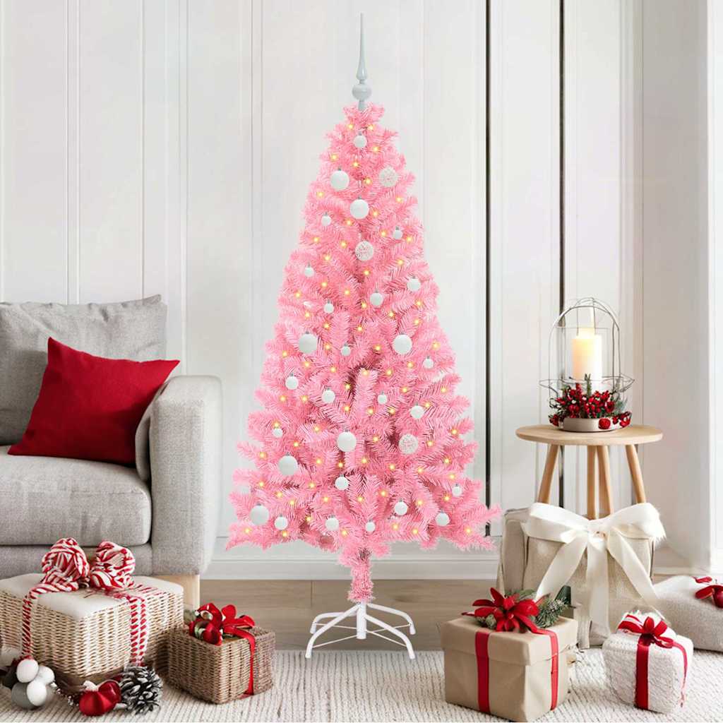 Weihnachtsbaum mit 150 LEDs mit Ständer Rosa 150 cm PVC