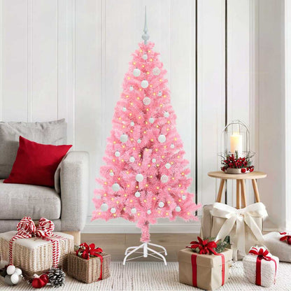 Weihnachtsbaum mit 150 LEDs mit Ständer Rosa 150 cm PVC