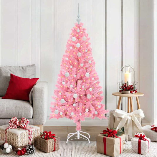 Weihnachtsbaum mit 150 LEDs mit Ständer Rosa 150 cm PVC