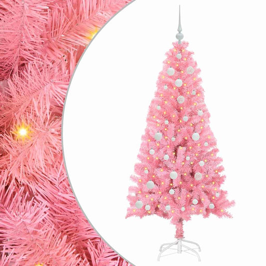 Weihnachtsbaum mit 150 LEDs mit Ständer Rosa 150 cm PVC