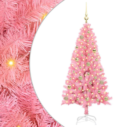Weihnachtsbaum mit 150 LEDs mit Ständer Rosa 150 cm PVC