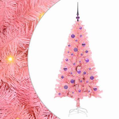 Weihnachtsbaum mit 150 LEDs mit Ständer Rosa 150 cm PVC