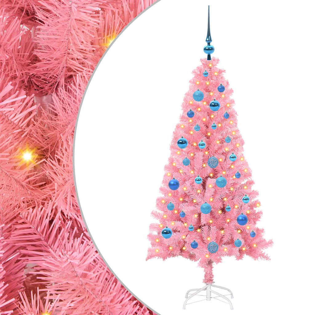 Weihnachtsbaum mit 150 LEDs mit Ständer Rosa 150 cm PVC
