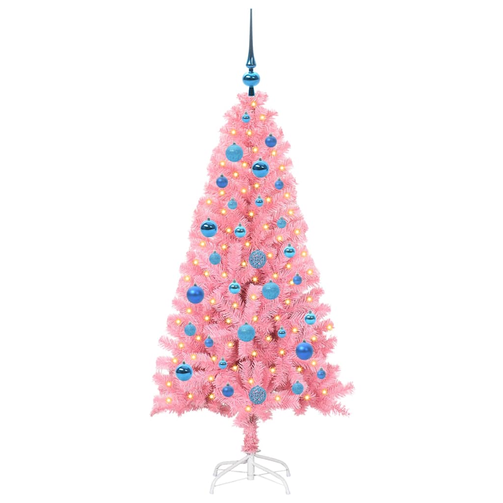 Weihnachtsbaum mit 150 LEDs mit Ständer Rosa 150 cm PVC