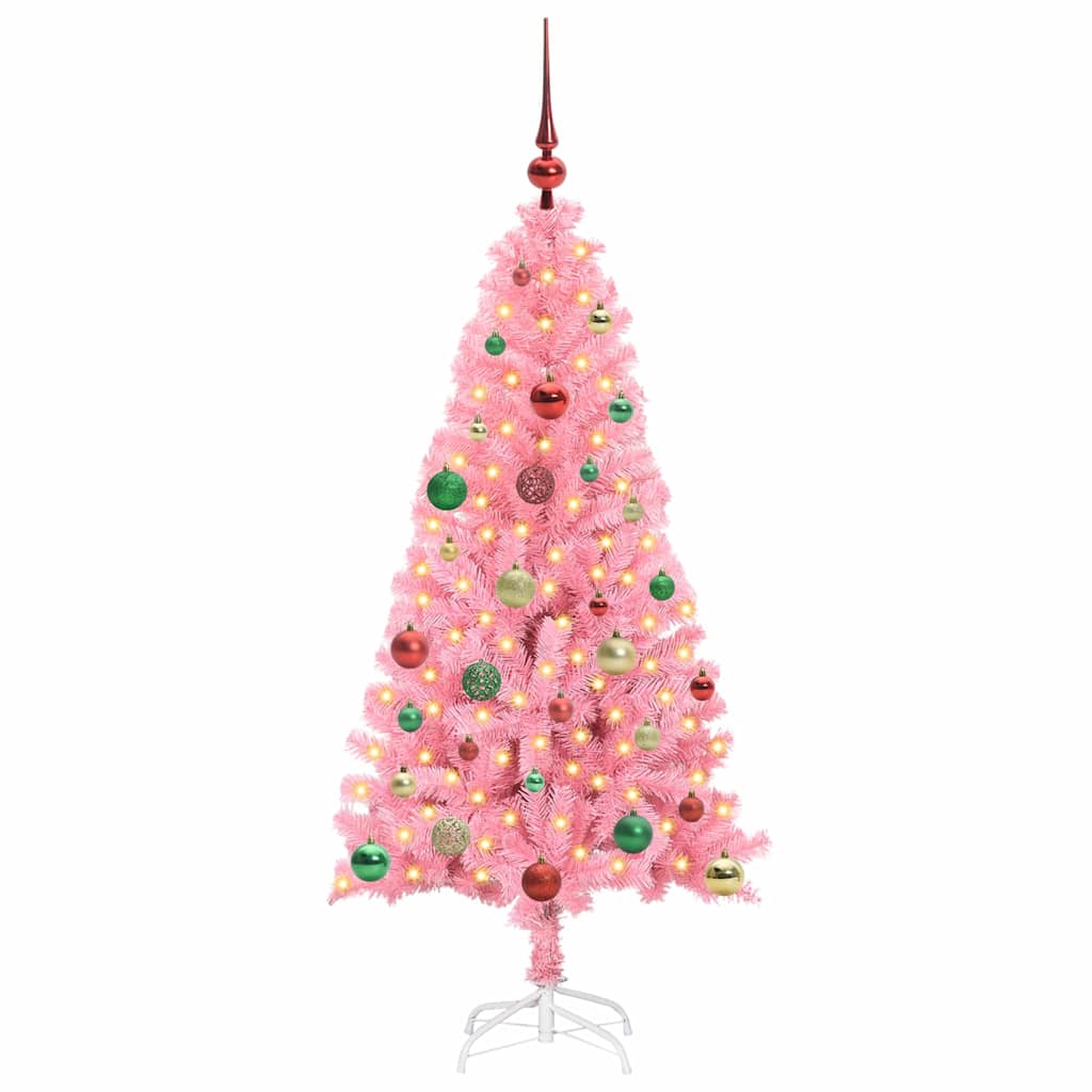 Weihnachtsbaum mit 150 LEDs mit Ständer Rosa 150 cm PVC