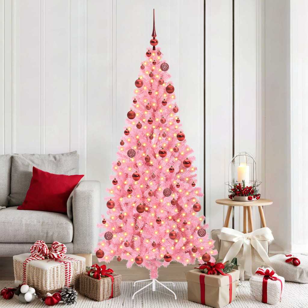 Weihnachtsbaum mit 300 LEDs mit Ständer Rosa 180 cm PVC