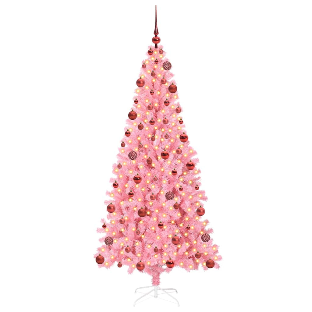 Weihnachtsbaum mit 300 LEDs mit Ständer Rosa 180 cm PVC