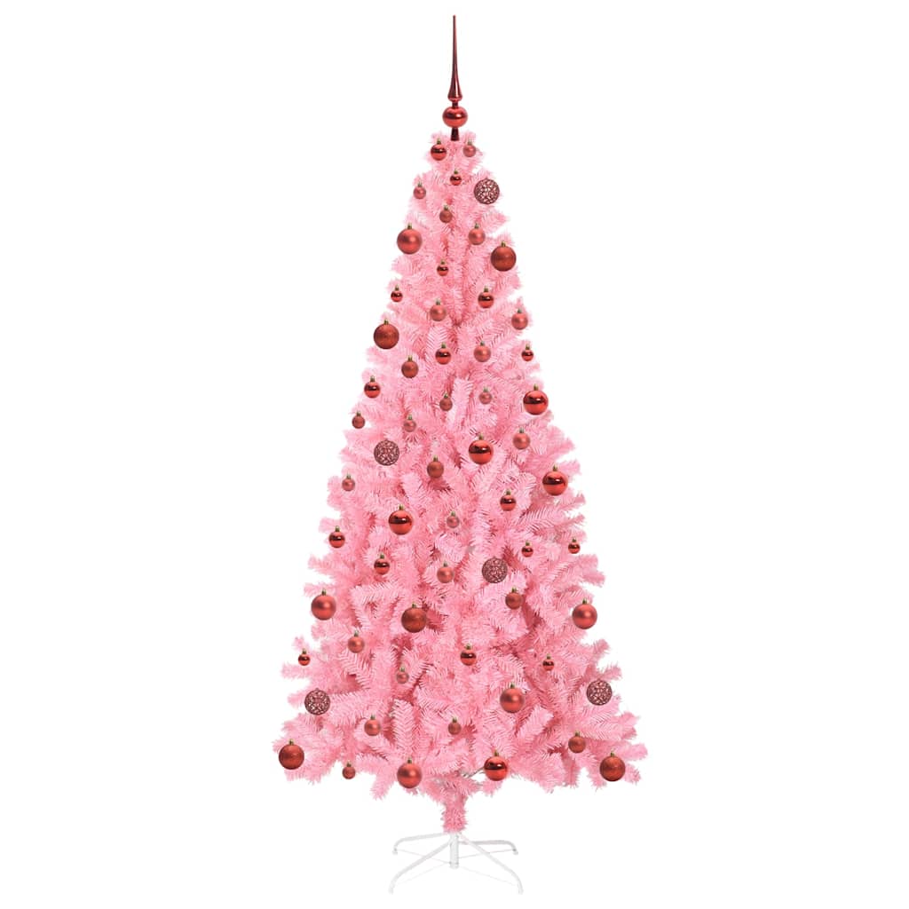 Weihnachtsbaum mit 300 LEDs mit Ständer Rosa 180 cm PVC