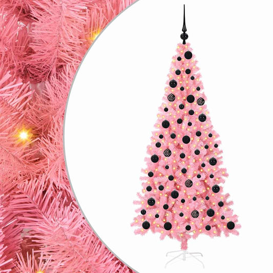 Albero di Natale con 300 LED con supporto rosa 180 cm PVC