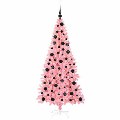 Albero di Natale con 300 LED con supporto rosa 180 cm PVC