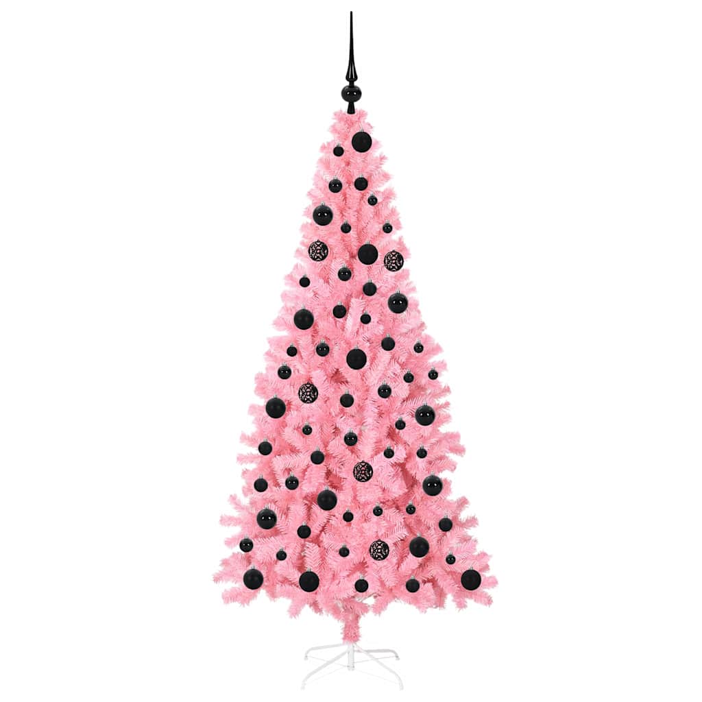 Albero di Natale con 300 LED con supporto rosa 180 cm PVC