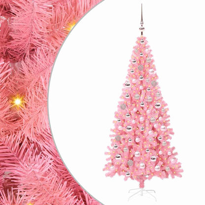 Albero di Natale con 300 LED e supporto, rosa, 180 cm, PVC