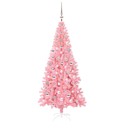 Albero di Natale con 300 LED e supporto, rosa, 180 cm, PVC